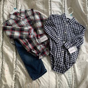 24mo Plaid button down Shirt BUNDLE w/jeans 3pc
